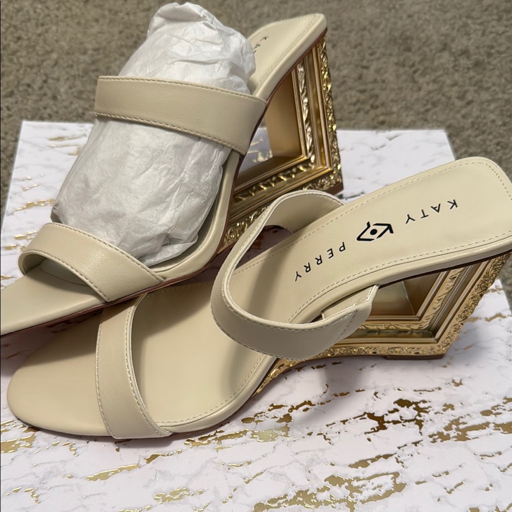 Katy Perry Collections Cream Wedge Sandals
